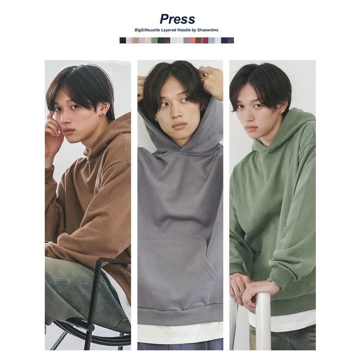 レイヤード パーカー メンズ | Shoowtime | 詳細画像14 