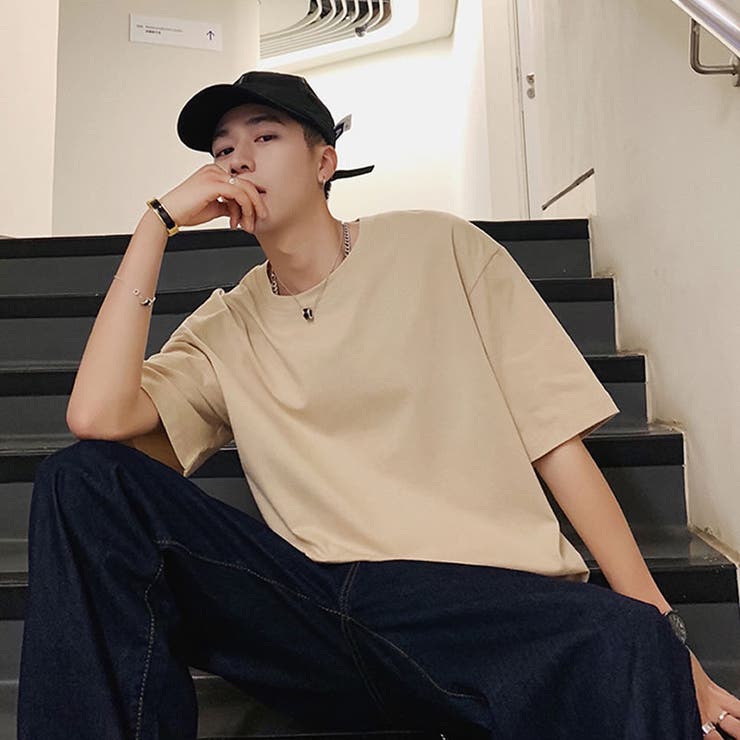 H (ベージュ) | ビッグシルエット tシャツ メンズ | Shoowtime