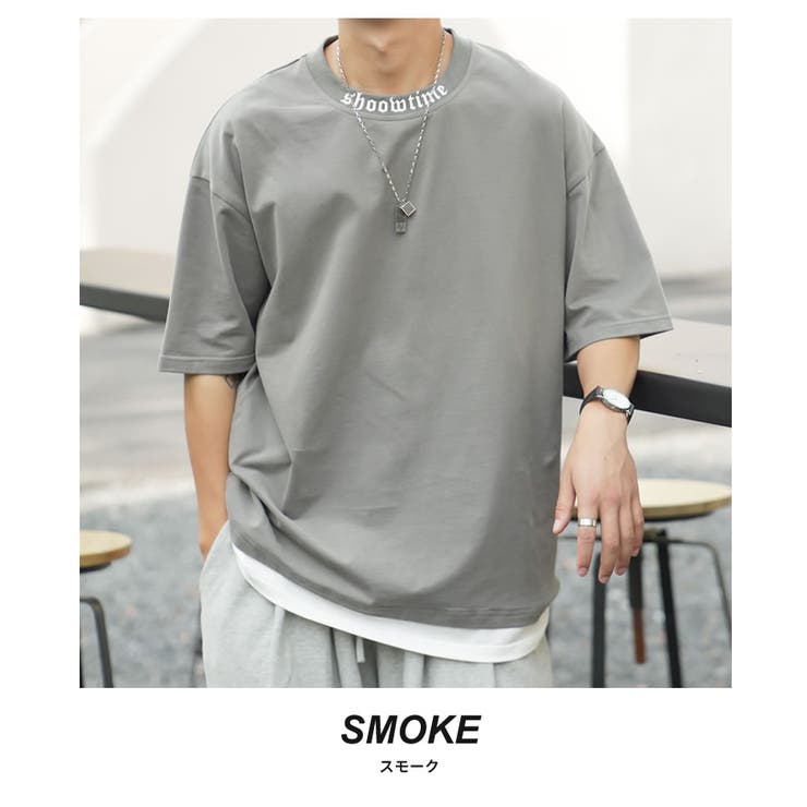 【メール便送料無料】レイヤードtシャツメンズリブネックデザインプリントビッグシルエット半袖韓国ストリートファッションおしゃれビッグtシャツオルチャンファッション綿100％コットン韓国服おうちコーデ
