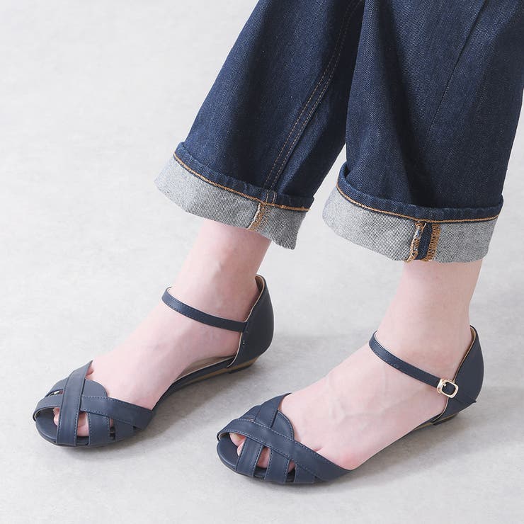 サンダル 本牛革 フラットサンダル ぺたんこ 通勤 歩きやすい ベルクロ