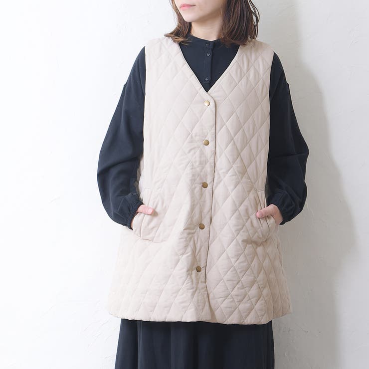 美品 YAECAヤエカ 中綿 キルティングベスト 日本製