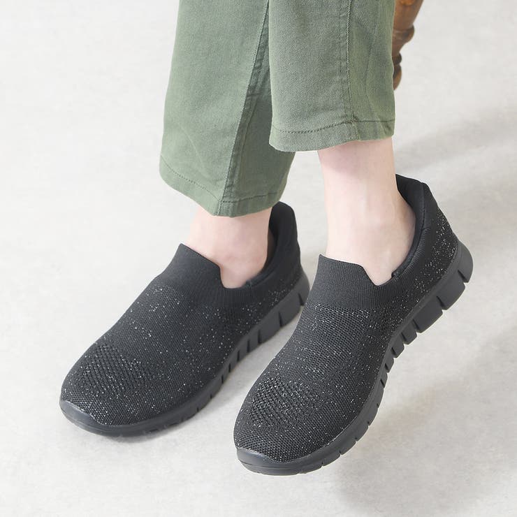 ラメオールブラック | スニーカー レディース 手を使わずに履ける | shop kilakila