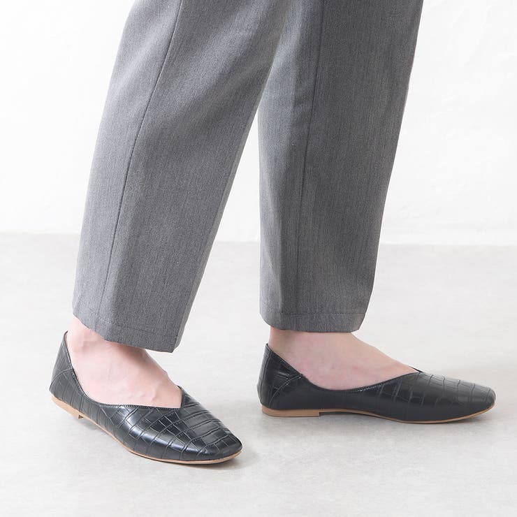 クロコブラック | パンプス フラットシューズ スクエアトゥ | shop kilakila