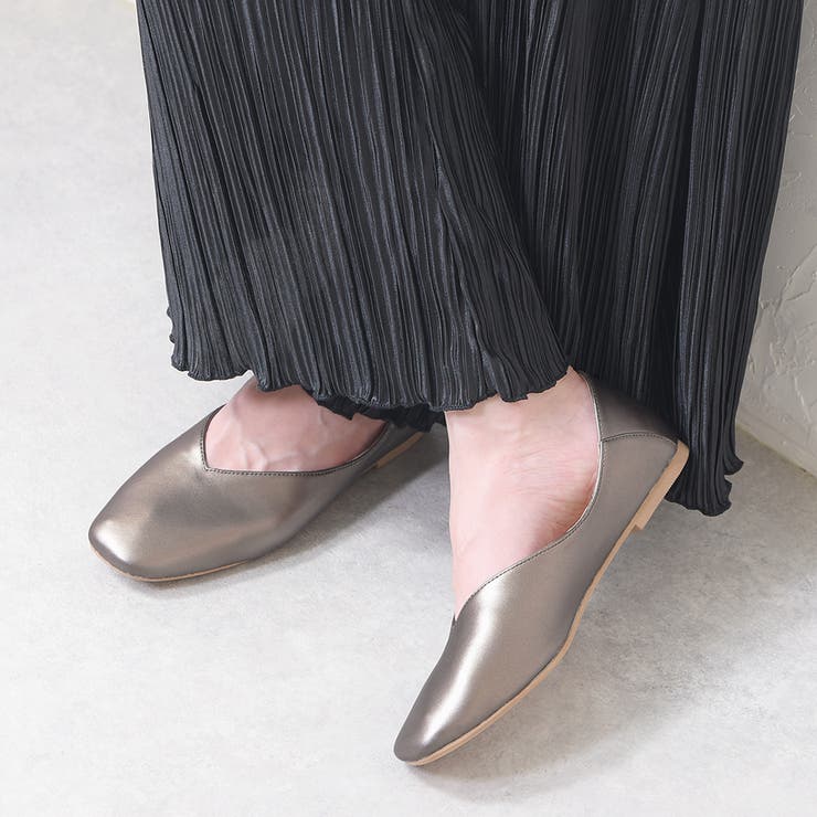 スムースガンメタリック | パンプス フラットシューズ スクエアトゥ | shop kilakila