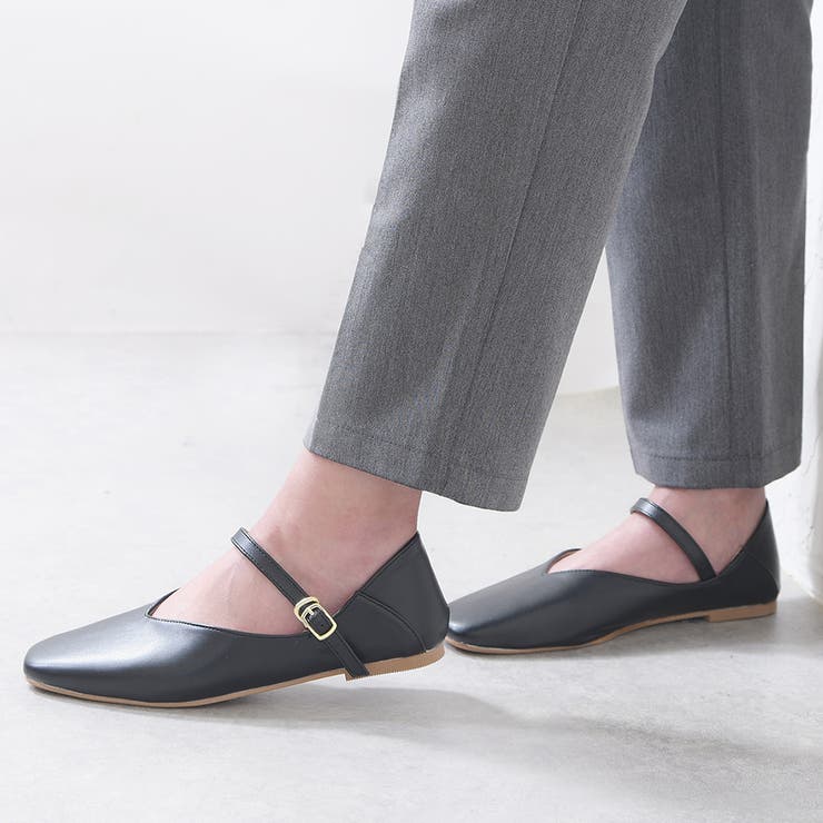 スムースブラック | パンプス フラットシューズ ストラップ | shop kilakila