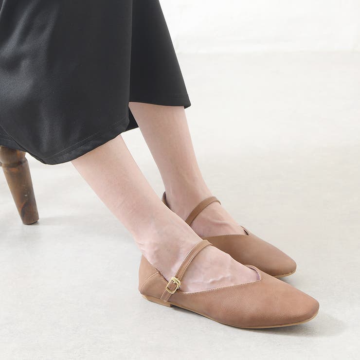 スムースオークブラウン | パンプス フラットシューズ ストラップ | shop kilakila