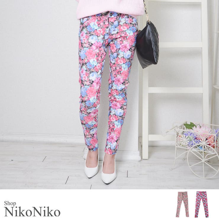 花柄スキニーパンツ ツイル[品番：MG000001235]｜ShopNikoNiko