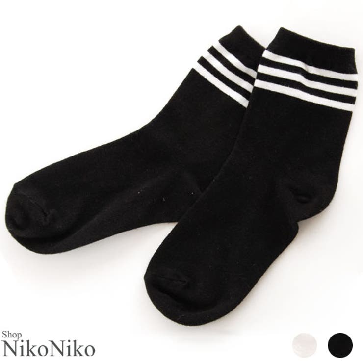 2本ラインボーダーソックス靴下 ライン 白黒 ストライプyb[品番