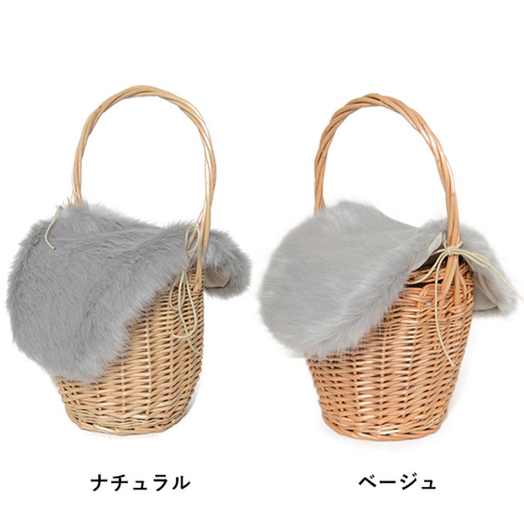 春新作 ファーかごバッグ バケツ型[品番：MG000006087