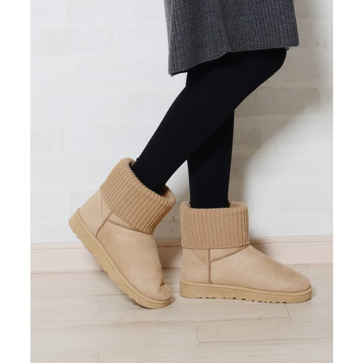 ニットムートンベージュ | 冬新作 撥水ムートンブーツ シューズ | ShopNikoNiko