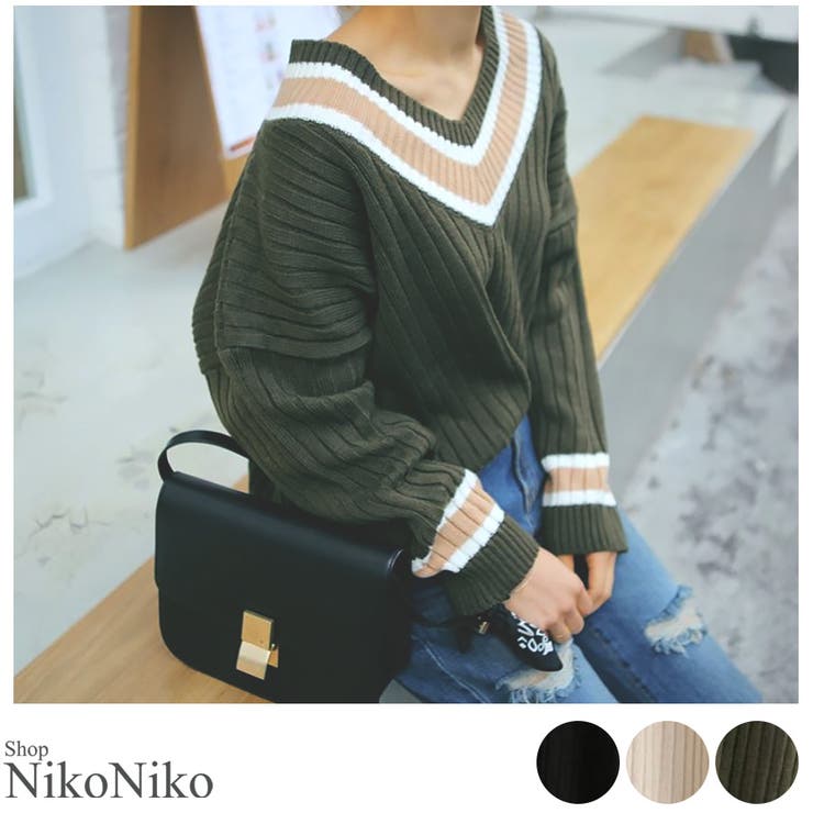 【ニコです★】トップス5点 春新作 Vネックラインニット トップス[品番：MG000006133