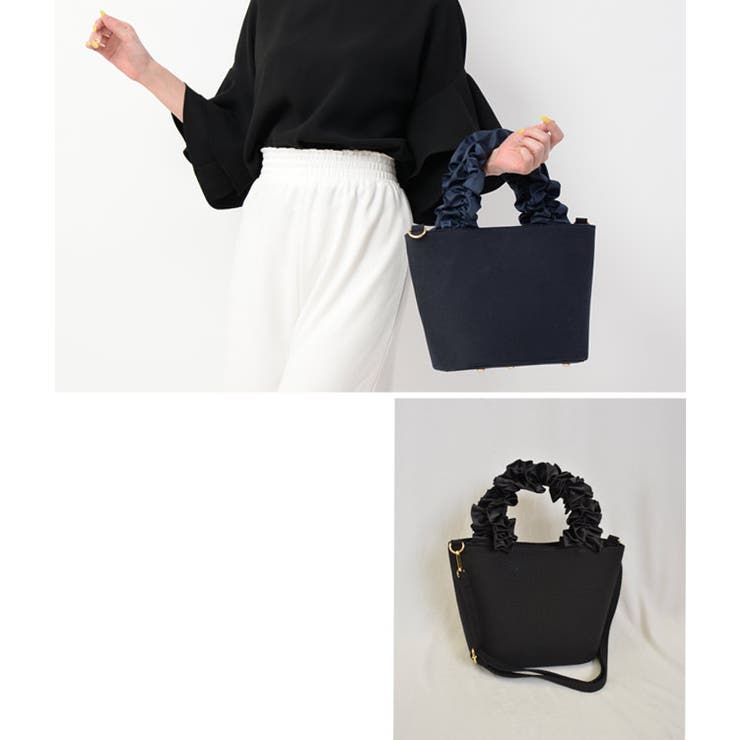 【美品】【値下げ】babaco フリル付きハンドバッグ ☆半額50%OFF☆【WINTER SALE】クーコ COOCO フェイクレザー2段