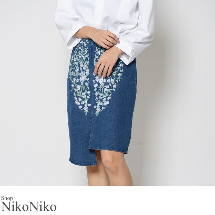 夏新作 刺繍デニムデザインカットスカート ma | ShopNikoNiko | 詳細画像1 
