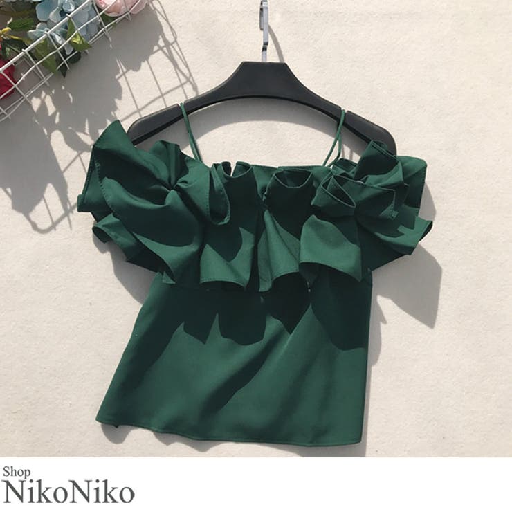 夏新作 フリルオフショルキャミソール ma | ShopNikoNiko | 詳細画像1 