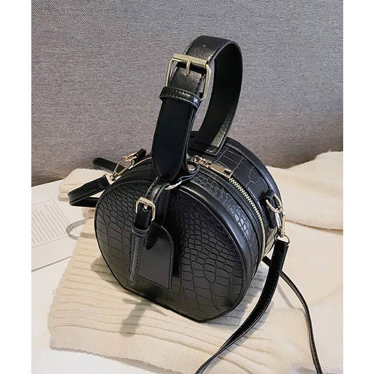 ブラック | 春新作 クロコ調ラウンドバッグ バッグ | ShopNikoNiko
