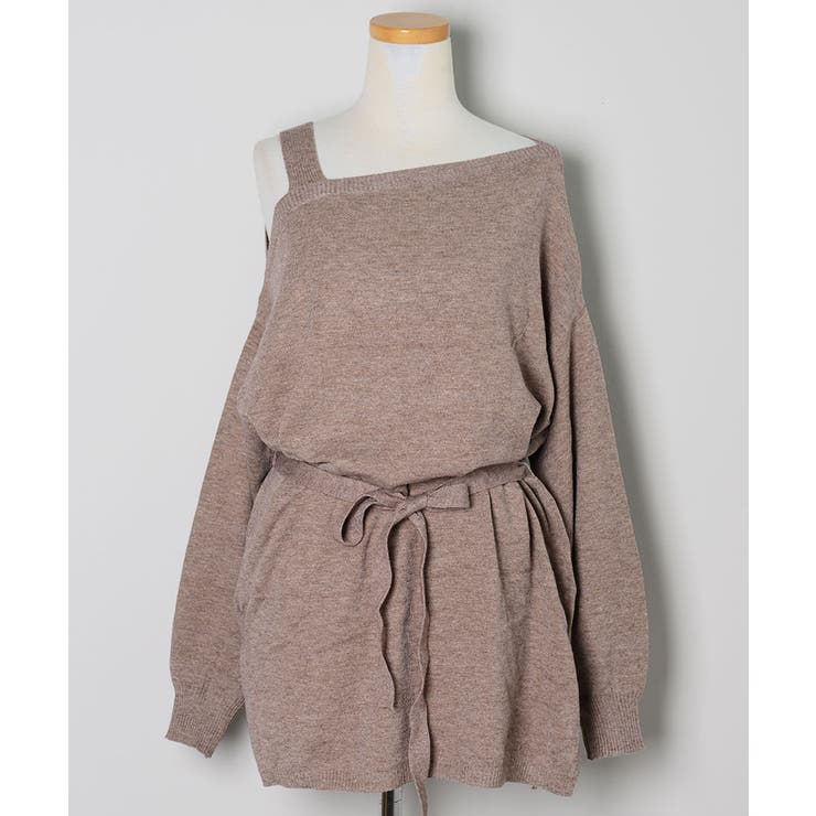 ベージュ | 冬新作 ワンショルドッキングチュニック トップス | ShopNikoNiko