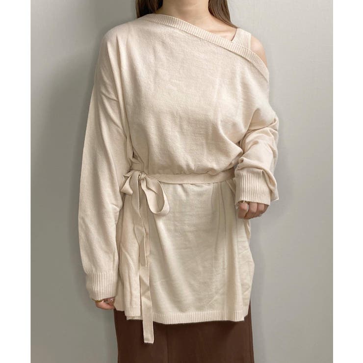 アイボリー | 冬新作 ワンショルドッキングチュニック トップス | ShopNikoNiko