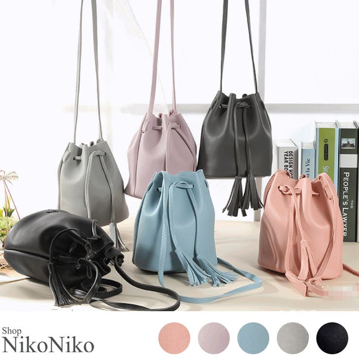 夏新作 レザー調タッセル巾着バッグ 鞄 | ShopNikoNiko | 詳細画像1 