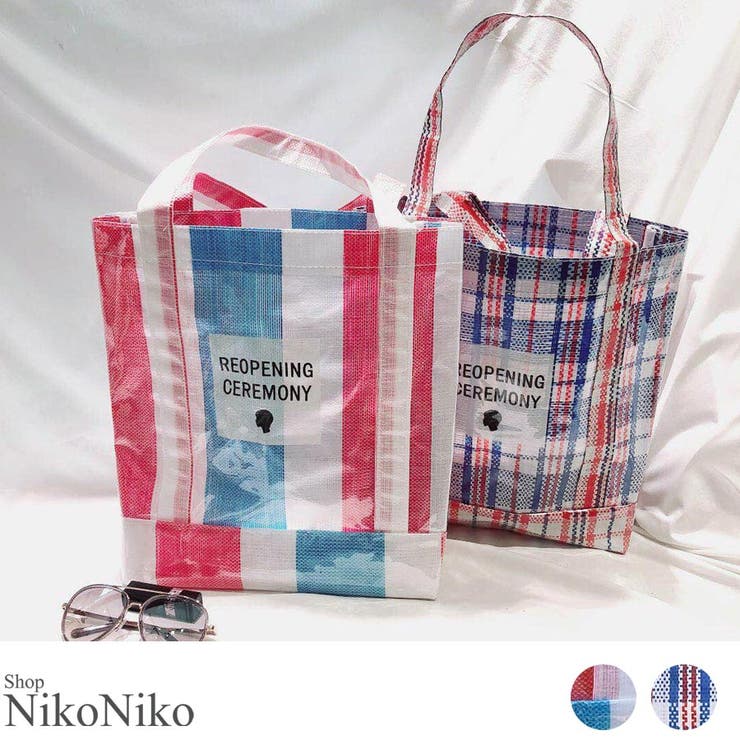 夏新作 チェック柄メッシュトート 鞄 | ShopNikoNiko | 詳細画像1 