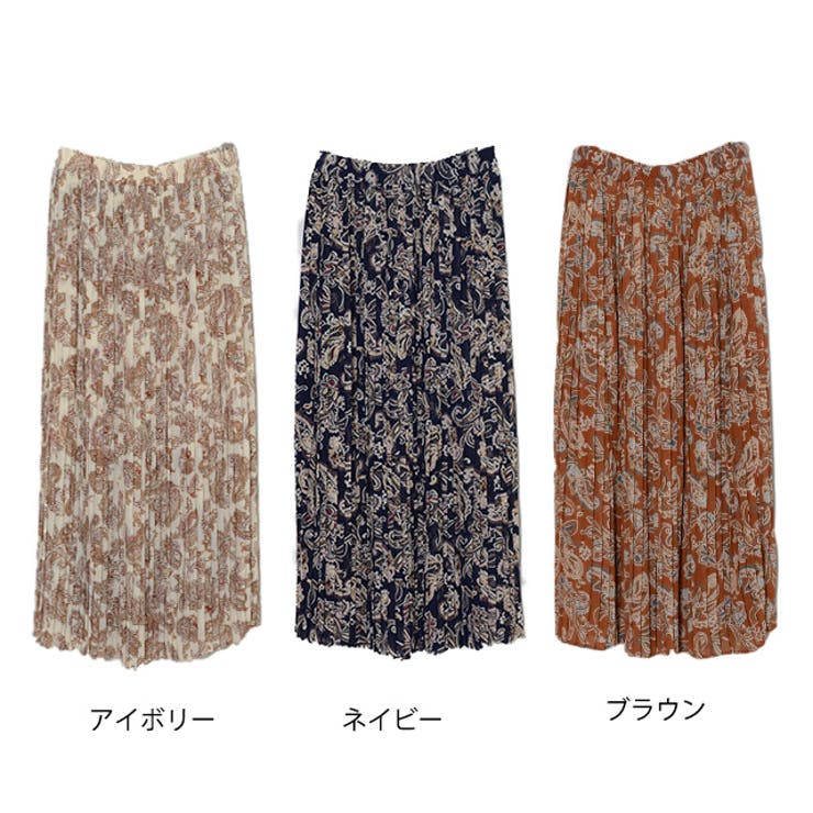夏新作 ペイズリー柄プリーツスカート ma[品番：MG000007236