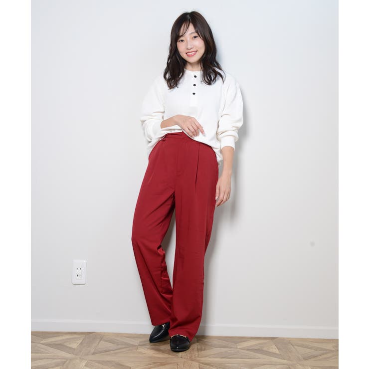 レッド | 夏新作 ストレートカラーパンツ ストレート | ShopNikoNiko