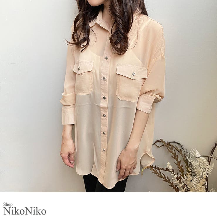 冬新作 シースルーカラーシャツ シンプル | ShopNikoNiko | 詳細画像1 