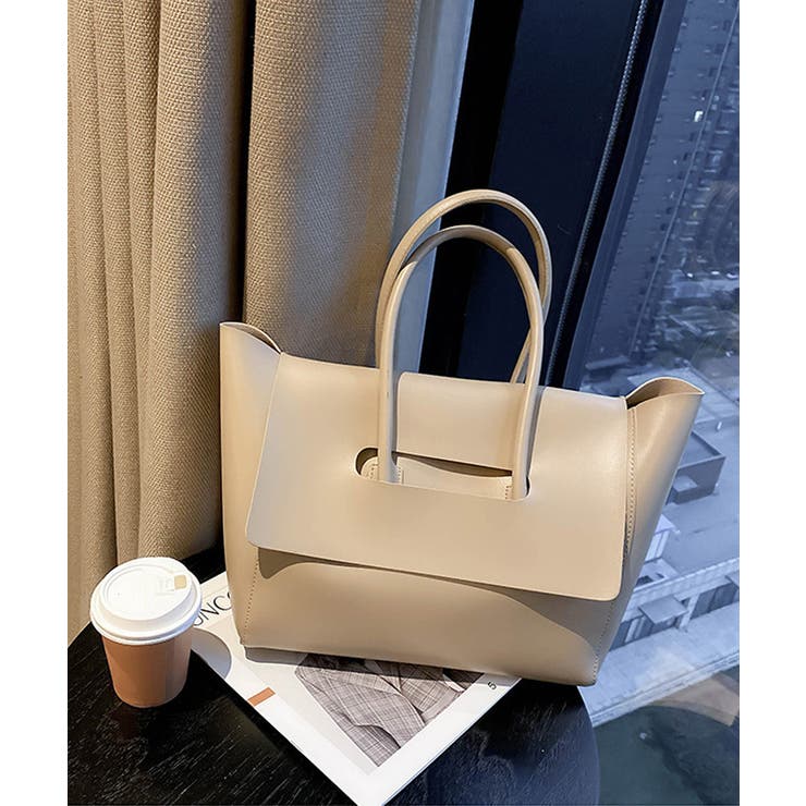 ベージュ | 冬新作 フェイクレザー トートバッグ | ShopNikoNiko