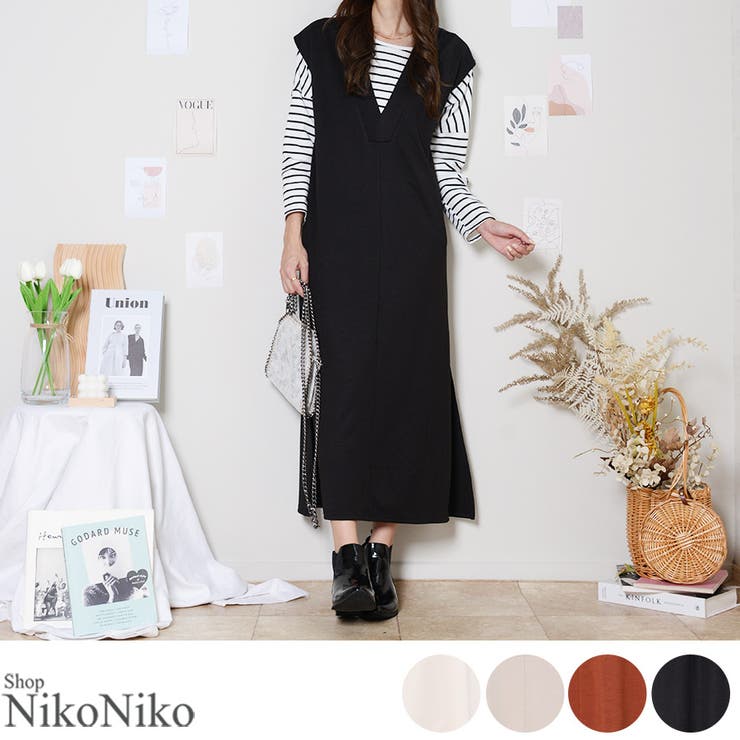 冬新作 ポンチvネック ワンピース 品番 Mg Shopnikoniko ショップニコニコ のレディースファッション通販 Shoplist ショップリスト