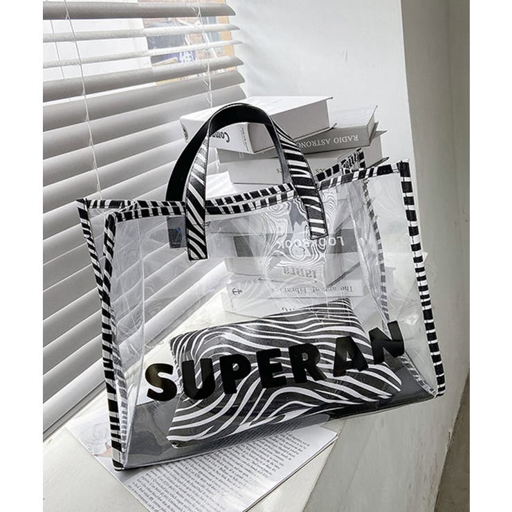 クリア | 冬新作 ポーチ付き ゼブラ柄クリアバッグ | ShopNikoNiko