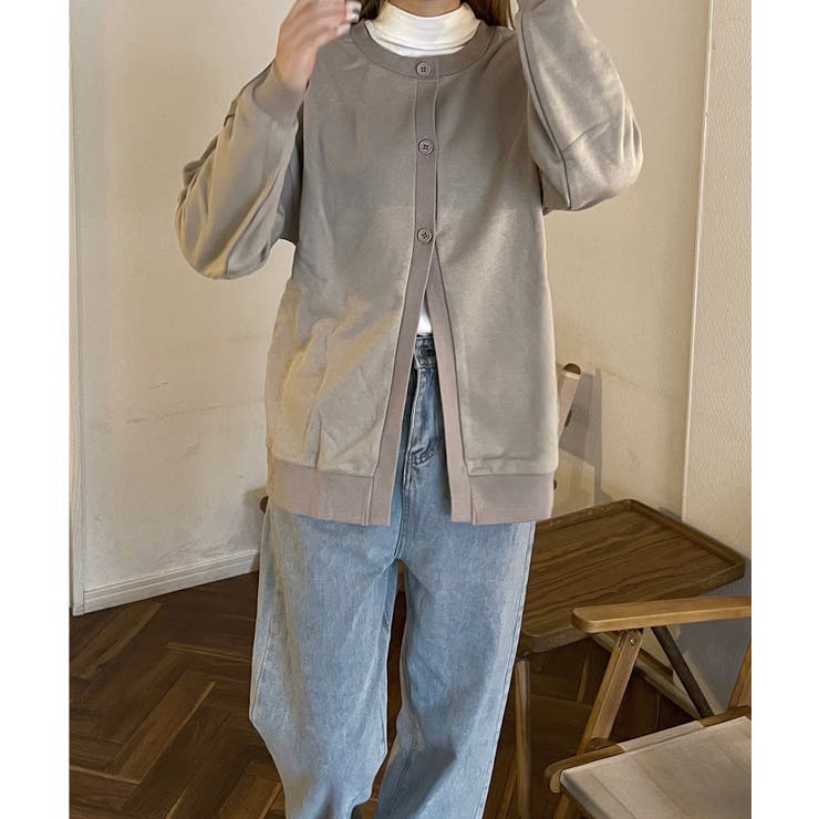 グレー | 冬新作 2way 裏毛スウェットカーディガン | ShopNikoNiko