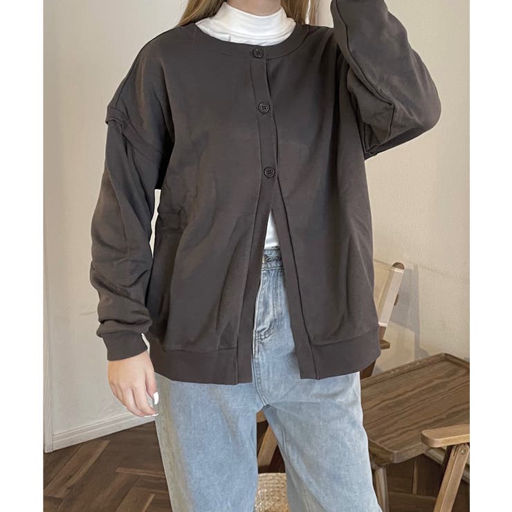 ブラック | 冬新作 2way 裏毛スウェットカーディガン | ShopNikoNiko