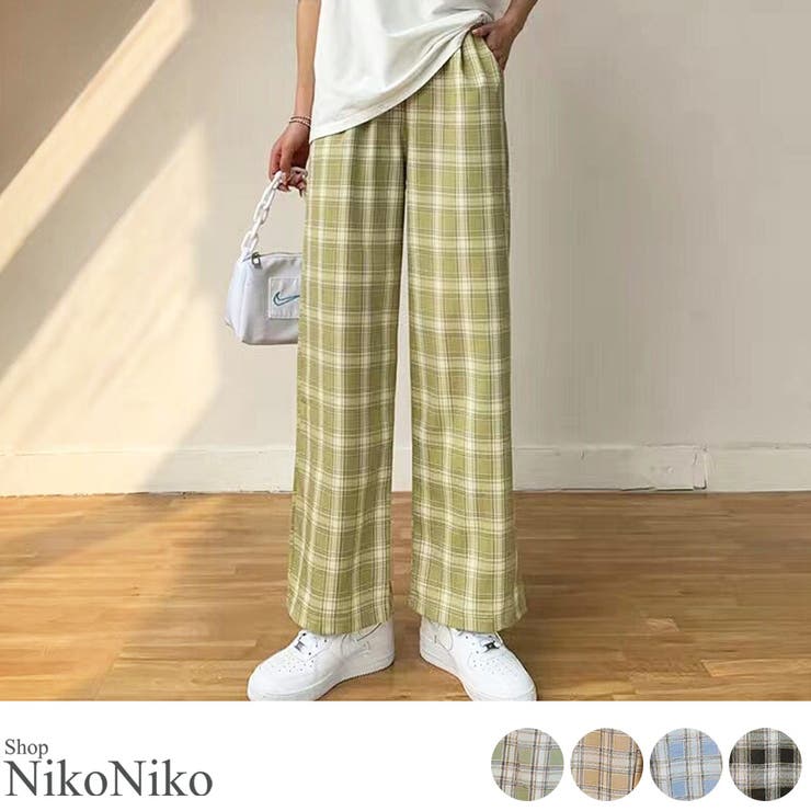 冬新作 ギンガムチェック ワイドパンツ | ShopNikoNiko | 詳細画像1 