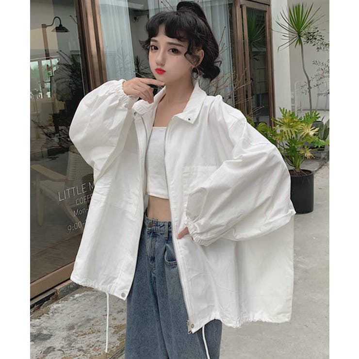 ホワイト | 春新作 ビックシルエット マウンテンパーカー | ShopNikoNiko