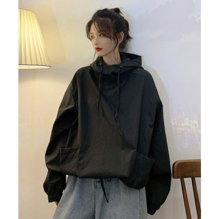 ブラック | 冬新作 ビックシルエット アノラックパーカー | ShopNikoNiko