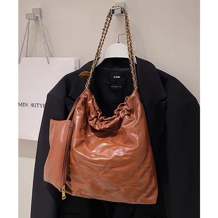 ブラウン | 冬新作 ミニポーチ付き キルティング | ShopNikoNiko