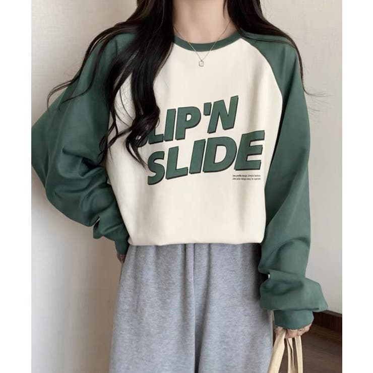 グリーン | 冬新作 ロゴプリント ラグラン | ShopNikoNiko