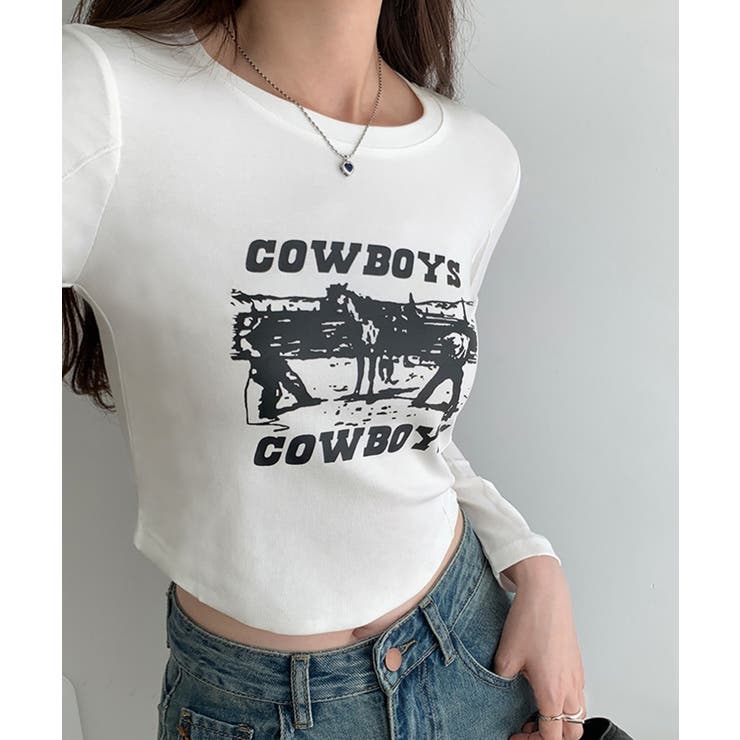 ホワイト | 冬新作 クロップド丈 ロゴプリント | ShopNikoNiko