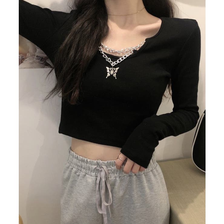 ブラック | 冬新作 バタフライチャーム付き ショート丈 | ShopNikoNiko
