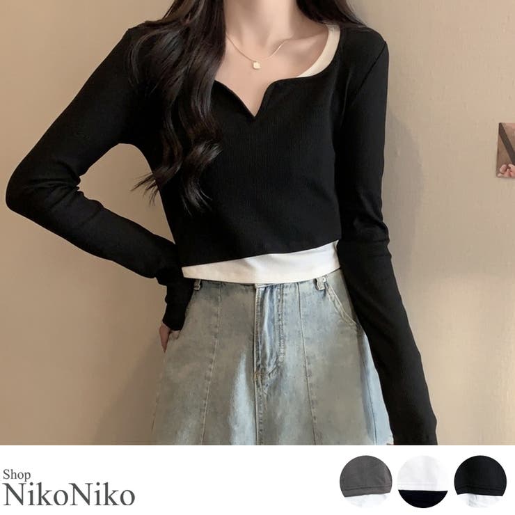 冬新作 ショート丈 レイヤード風 | ShopNikoNiko | 詳細画像1 