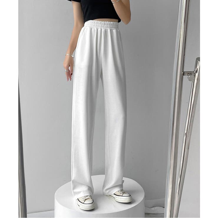 ホワイト | 冬新作 ハイウエスト ワイドスウェットパンツ | ShopNikoNiko