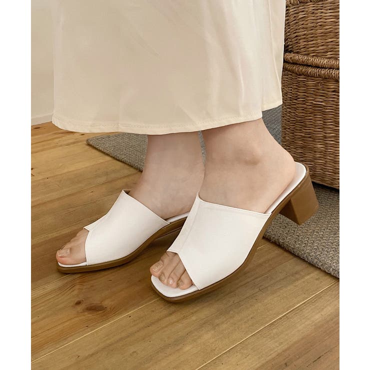 ホワイト | 日本製 冬新作 スクエアトゥミュールサンダルシューズ | ShopNikoNiko