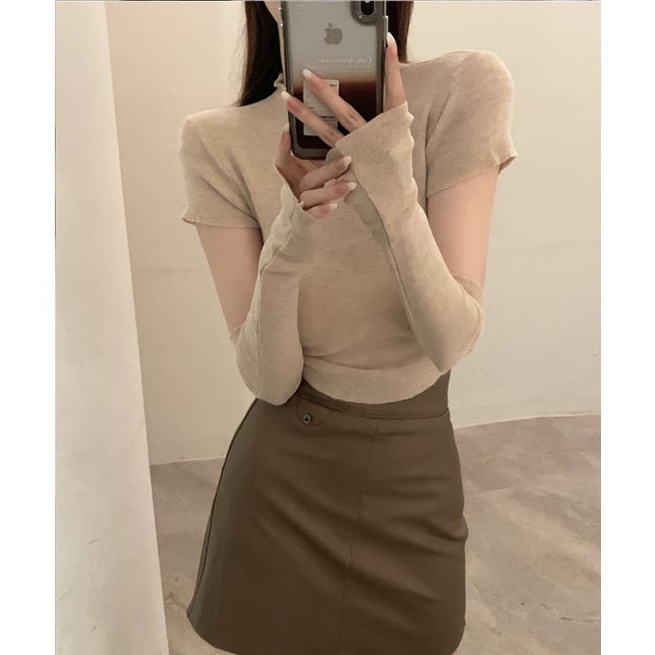 冬新作 アームカバー付き クロップド丈トップス | ShopNikoNiko | 詳細画像6 