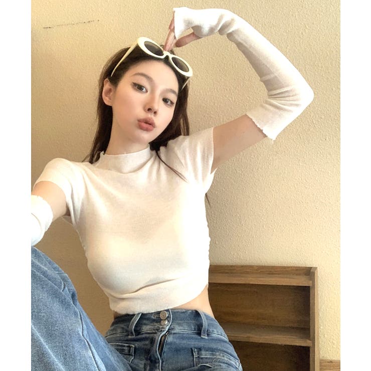 冬新作 アームカバー付き クロップド丈トップス | ShopNikoNiko | 詳細画像8 