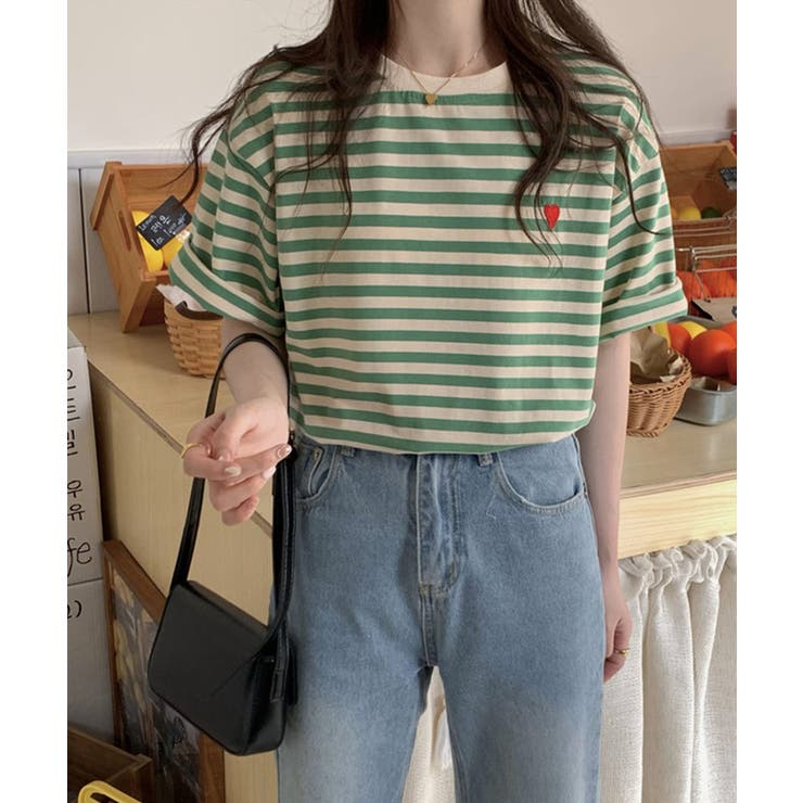 グリーン | 冬新作 ハートロゴ クルーネック | ShopNikoNiko