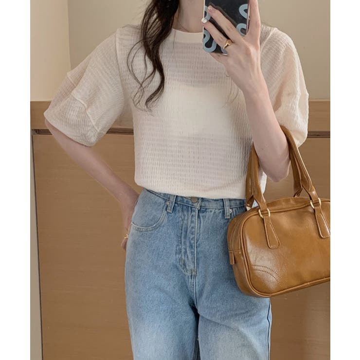 アイボリー | 冬新作 パフスリーブ ジャガード | ShopNikoNiko