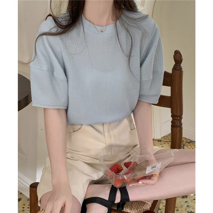 ブルー | 冬新作 パフスリーブ ジャガード | ShopNikoNiko