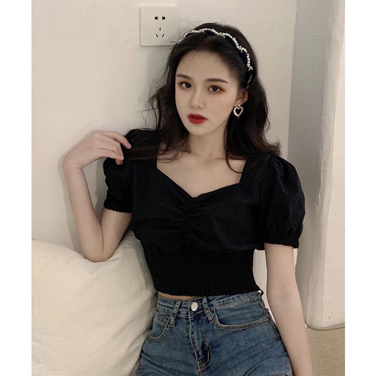 ブラック | 冬新作 クロップド丈 シャーリング | ShopNikoNiko