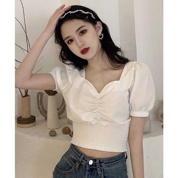 ホワイト | 冬新作 クロップド丈 シャーリング | ShopNikoNiko