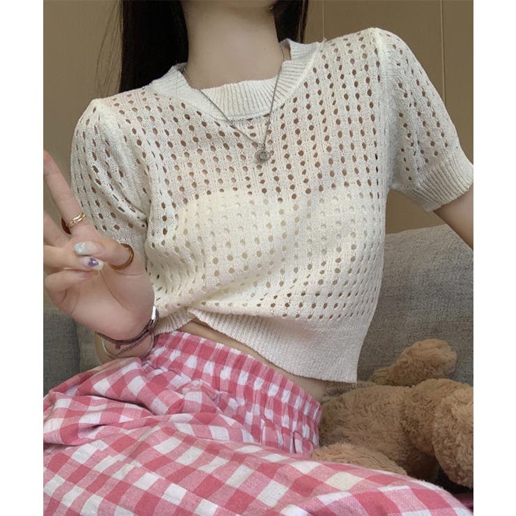 ホワイト | 冬新作 サマーニット ショート丈 | ShopNikoNiko