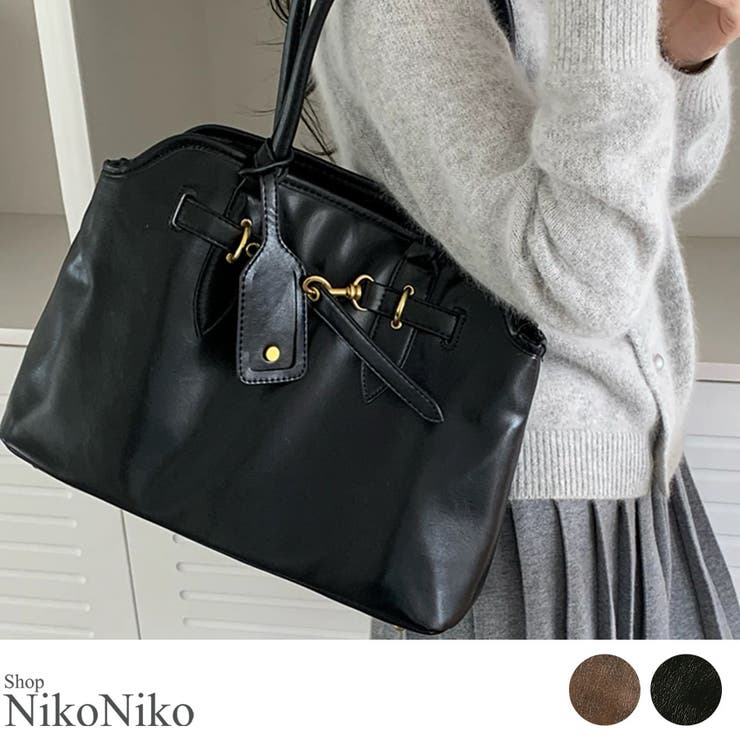 冬新作 ベルトデザイン PUレザートートバッグ | ShopNikoNiko | 詳細画像1 